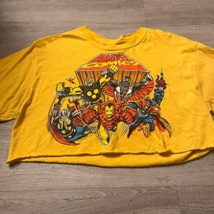 Yellow marvel print top